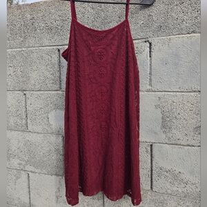 Burgundy Lace Mini Dress